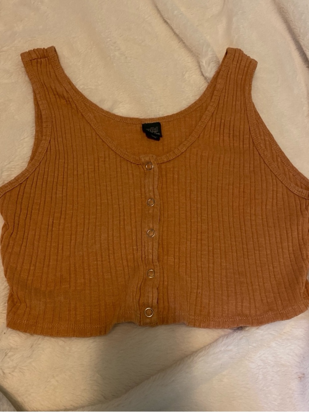 wild fable Ribbed Snap-Front Crop Tank - Rust Orange